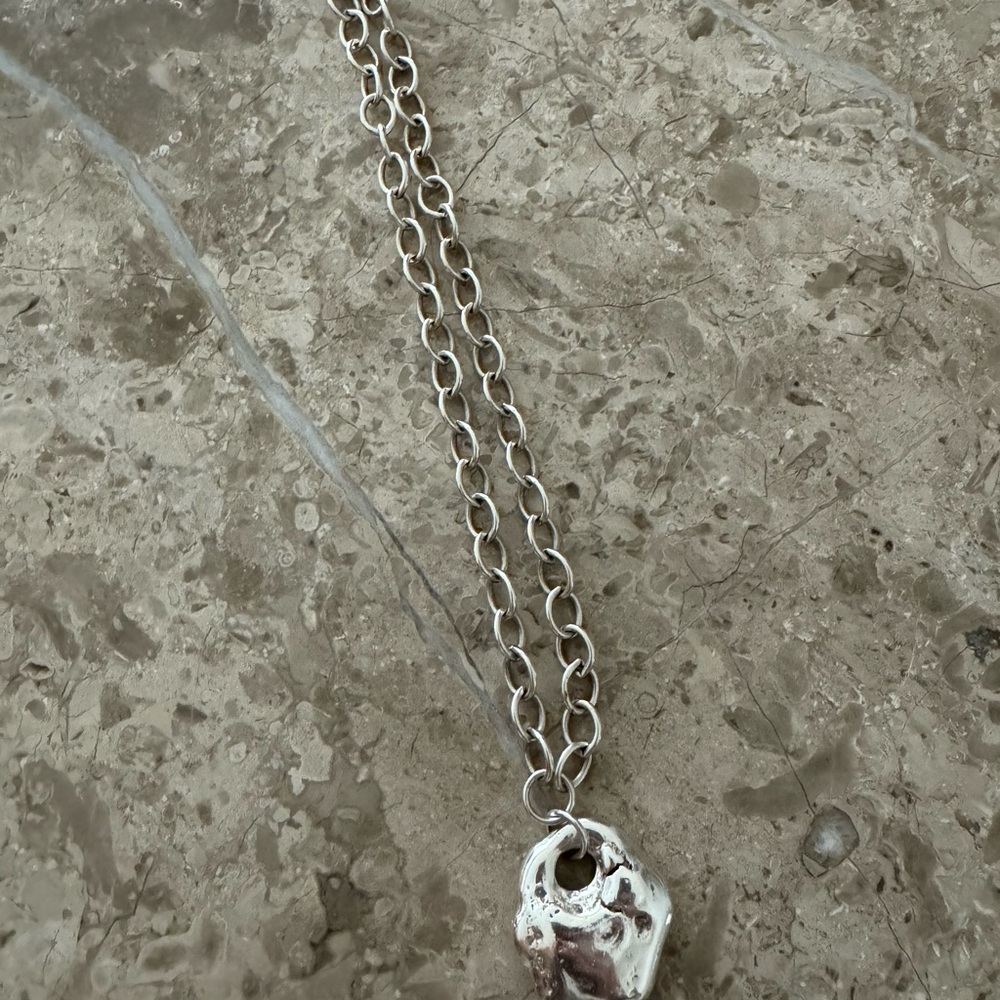 Silver Chain Necklace with chunky  Pendant
